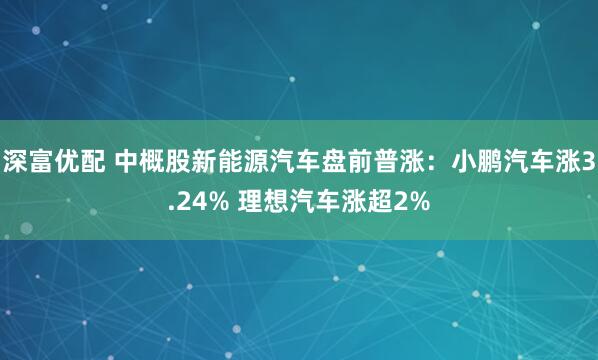 深富优配 中概股新能源汽车盘前普涨：小鹏汽车涨3.24% 理想汽车涨超2%